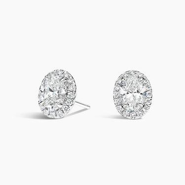 Luster Oval Halo Diamond Stud Earrings