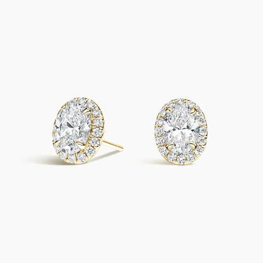 Luster Oval Halo Diamond Stud Earrings