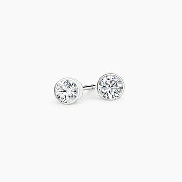 Bezel Round Diamond Stud Earrings