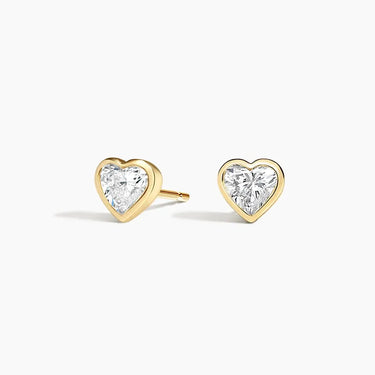 Bezel Heart Diamond Stud Earrings