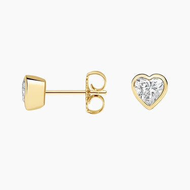 Bezel Heart Diamond Stud Earrings