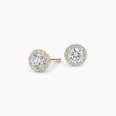 Luster Round Halo Diamond Stud Earrings