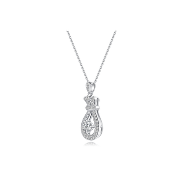 Lucky Bag Diamond Necklace - <p style="line-height: 1.3;">
Introducing our charming Lucky Bag Diamond Necklace, featuring a delightful lucky bag design that symbolizes prosperity and good fortune, adorned with a stunning round diamond centerpiece. <br><br> Total diamond weight: 0.81 ct. <br><br>The price shown includes the combined cost of your selected main diamond and setting.
</p > - Lab Grown Diamond Necklace - side view