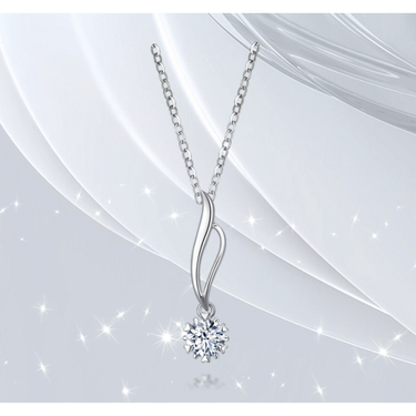 Note Diamond Solitaire Necklace - <p style="line-height: 1.3;">
Discover our enchanting Note Diamond Necklace, featuring a beautifully crafted design that captures the essence of music and harmony, accentuated by a stunning round diamond centerpiece. <br><br> Total diamond weight: 0.37 ct.  <br><br>The price shown includes the combined cost of your selected main diamond and setting.
</p > - Lab Grown Diamond Necklace - model wear view