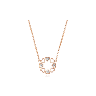 Clover Heart Diamond Necklace - <p style="line-height: 1.3;">
Discover our enchanting Four Leaf Clover Heart Necklace, featuring a captivating design of four interlinked hearts that form the iconic shape of a four-leaf clover. <br><br>Total diamond weight: 0.145 ct.
</p > - Lab Grown Diamond Necklace - front