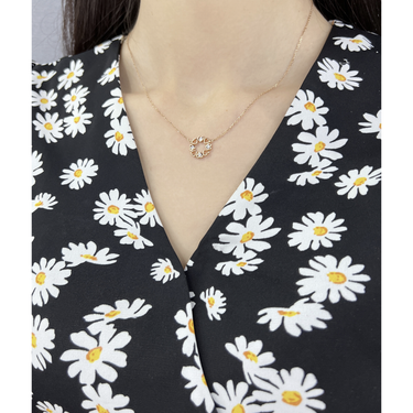 Clover Heart Diamond Necklace - <p style="line-height: 1.3;">
Discover our enchanting Four Leaf Clover Heart Necklace, featuring a captivating design of four interlinked hearts that form the iconic shape of a four-leaf clover. <br><br>Total diamond weight: 0.145 ct.
</p > - Lab Grown Diamond Necklace - detail view