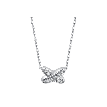 X Shaped Diamond Necklace - <p style="line-height: 1.3;">
Introducing our captivating X-Shaped Diamond Necklace, featuring an alluring X-shaped pendant adorned with a sparkling diamond centerpiece. This striking design symbolizes the crossing of paths and the intersection of destiny. <br><br> Total diamond weight: 0.09 ct.
</p > - Lab Grown Diamond Necklace - front