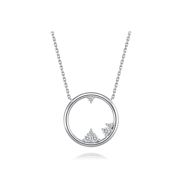 Winter Diamond Necklace - <p style="line-height: 1.3;">
Introducing our captivating Winter Diamond Necklace, featuring an intricate design depicting a breathtaking ice mountain landscape nestled within a sleek circular frame. <br><br> Total diamond weight: 0.08 ct.
</p > - Lab Grown Diamond Necklace - front