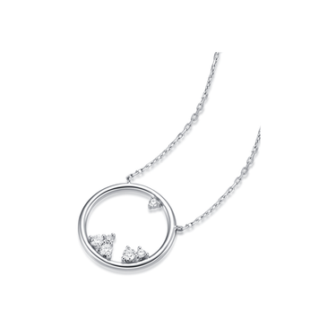 Winter Diamond Necklace - <p style="line-height: 1.3;">
Introducing our captivating Winter Diamond Necklace, featuring an intricate design depicting a breathtaking ice mountain landscape nestled within a sleek circular frame. <br><br> Total diamond weight: 0.08 ct.
</p > - Lab Grown Diamond Necklace - top