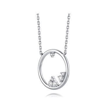 Winter Diamond Necklace - <p style="line-height: 1.3;">
Introducing our captivating Winter Diamond Necklace, featuring an intricate design depicting a breathtaking ice mountain landscape nestled within a sleek circular frame. <br><br> Total diamond weight: 0.08 ct.
</p > - Lab Grown Diamond Necklace - side view