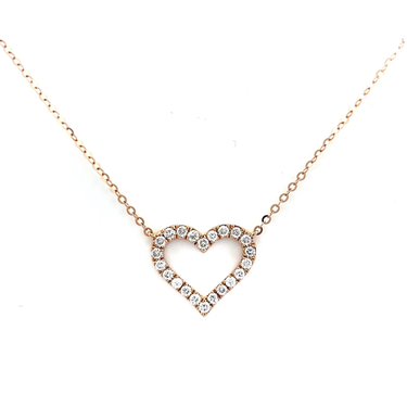 Pave Diamond Heart Necklace - <p style="line-height: 1.3;">
Discover our dazzling Pave Diamond Heart Necklace, featuring an enchanting heart-shaped pendant encrusted with a multitude of sparkling diamonds.  <br><br> Total diamond weight: 0.33ct.
</p > - Lab Grown Diamond Necklace - top