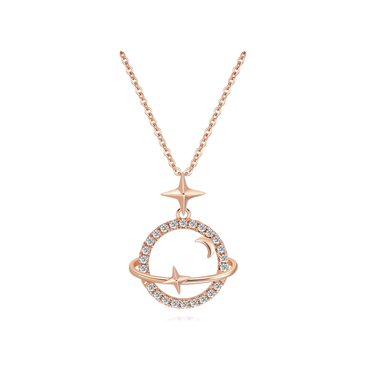 Satellite Planet Diamond Necklace - <p style="line-height: 1.3;">
Introducing our captivating Satellite Planet Diamond Necklace, showcasing a stunning design inspired by the celestial dance of satellites orbiting a central planet. <br><br> Total diamond weight: 0.21 ct.
</p > - Lab Grown Diamond Necklace - front