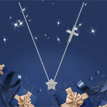 Star Cross Diamond Necklace - <p style="line-height: 1.3;">
Introducing our striking Star and Cross Diamond Necklace, showcasing a captivating design that unites a dazzling diamond-adorned star and cross. <br><br> Total diamond weight: 0.3 ct.
</p > - Lab Grown Diamond Necklace - model wear view