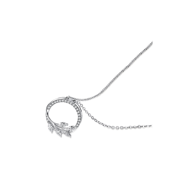 Forest Diamond Necklace - <p style="line-height: 1.3;">
Discover our enchanting Forest Diamond Necklace, featuring a harmonious design of graceful leaves adorned with shimmering diamonds, encircling an elegant circular frame. <br><br> Total diamond weight: 0.32 ct.
</p > - Lab Grown Diamond Necklace - top