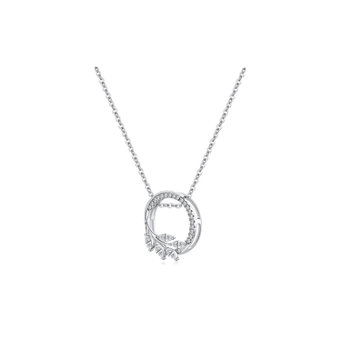 Forest Diamond Necklace - <p style="line-height: 1.3;">
Discover our enchanting Forest Diamond Necklace, featuring a harmonious design of graceful leaves adorned with shimmering diamonds, encircling an elegant circular frame. <br><br> Total diamond weight: 0.32 ct.
</p > - Lab Grown Diamond Necklace - side view