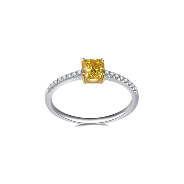 Yellow Solitaire Paved - <p style="line-height: 1.3;">
Introducing our radiant Yellow Diamond Fashion Ring, showcasing a captivating yellow diamond centerpiece, encircled by a sparkling diamond paved band. <br><br>Total weight of diamond on band: 0.097 ct.
</p > - Lab Grown Diamond Fashion Ring - top