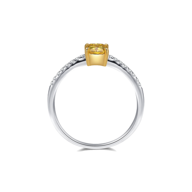 Yellow Solitaire Paved - <p style="line-height: 1.3;">
Introducing our radiant Yellow Diamond Fashion Ring, showcasing a captivating yellow diamond centerpiece, encircled by a sparkling diamond paved band. <br><br>Total weight of diamond on band: 0.097 ct.
</p > - Lab Grown Diamond Fashion Ring - side view