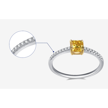 Yellow Solitaire Paved - <p style="line-height: 1.3;">
Introducing our radiant Yellow Diamond Fashion Ring, showcasing a captivating yellow diamond centerpiece, encircled by a sparkling diamond paved band. <br><br>Total weight of diamond on band: 0.097 ct.
</p > - Lab Grown Diamond Fashion Ring - extra view