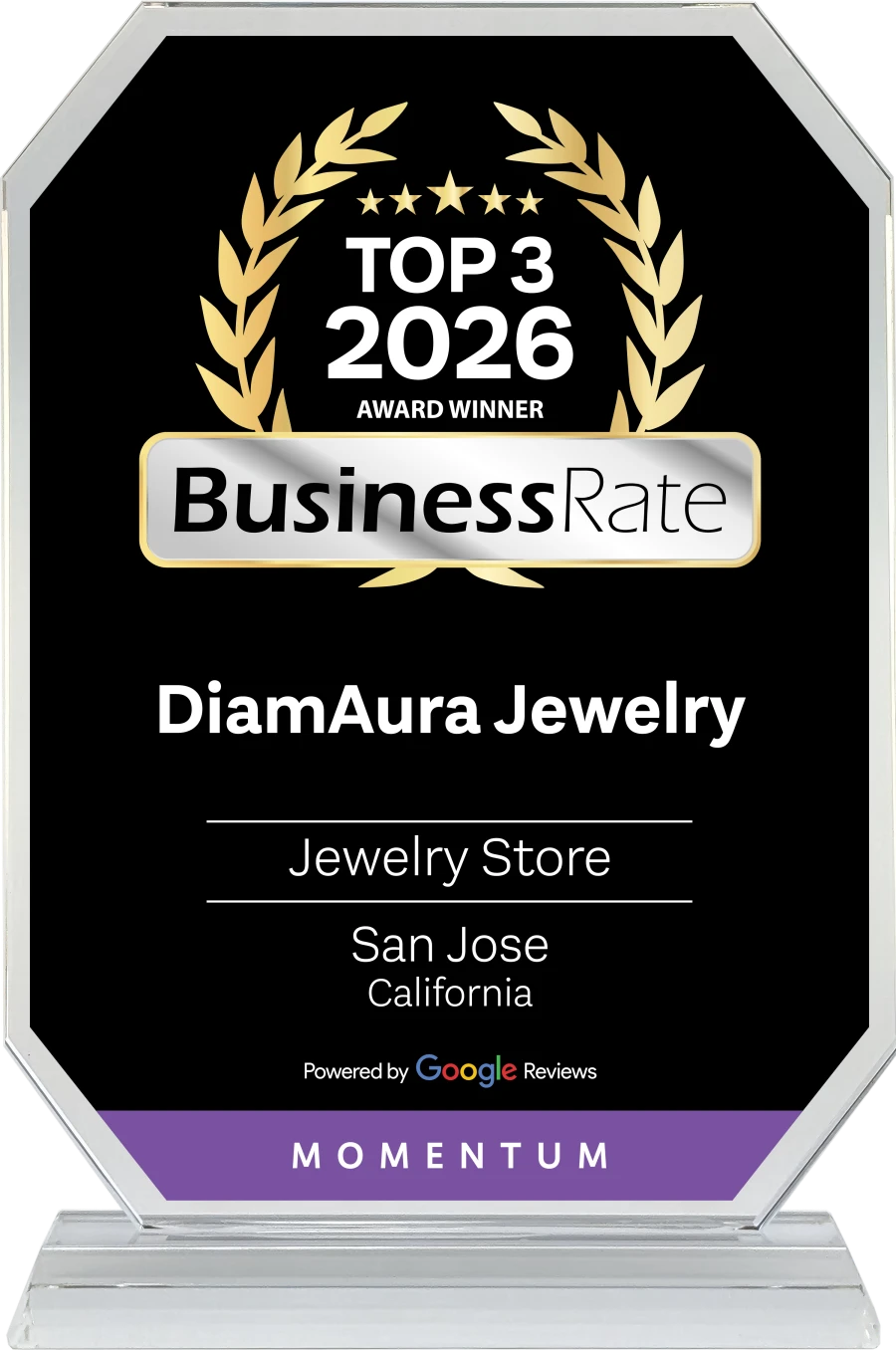 DiamAura Jewelry BusinessRate Top 3 award